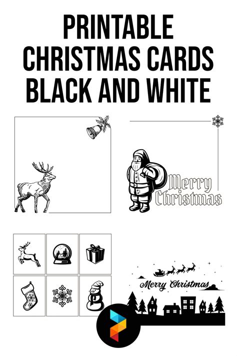 6 best black and white christmas card templates print