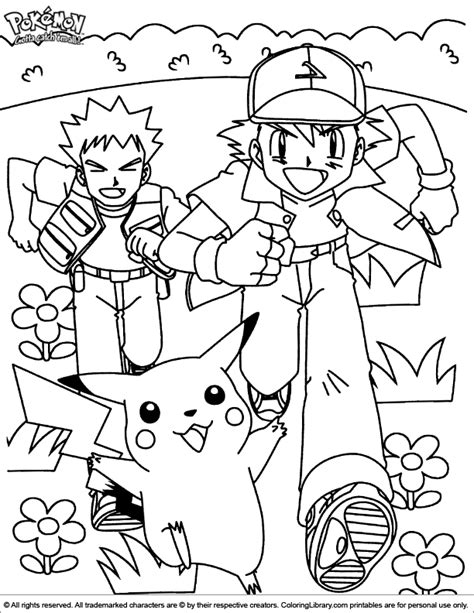 pokemon coloring pages ash brock  misty  quality hd