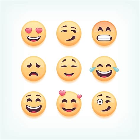 premium vector set  emoticons emoji  white background illustration