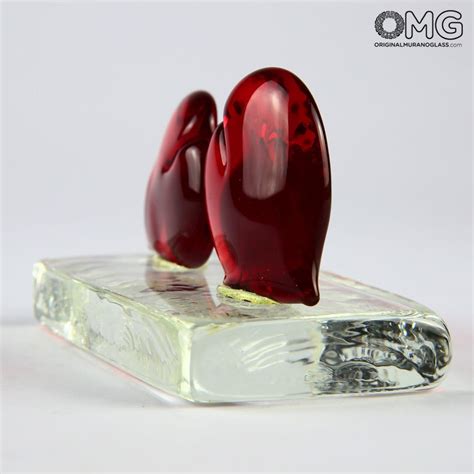 Hearts Love Couple Paperweight Original Murano Glass Omg