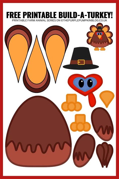 build  turkey  printable paper turkey template  thanksgiving