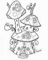 Fairy Coloring Pages Garden House Printable Mushroom Sheets Whimsical Adult Houses Fairies Tree Recess Drawing Book Color Gnome Colouring Mushrooms sketch template