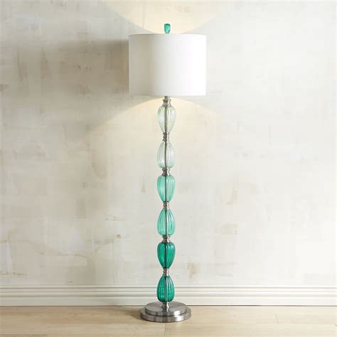 blue stacked glass floor lamp pier  imports floor lamp indoor floor lamps glass floor