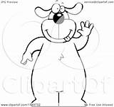 Big Standing Clipart Waving Pig Cartoon Upright Friendly Dog Cory Thoman Outlined Coloring Vector Clipartof sketch template
