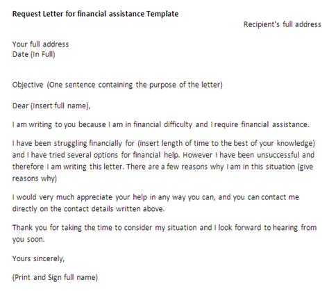 request letter  financial assistance request letter sample