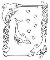 Coloring Pages Border Dolphins Hearts Borders Valentines Blowing Printable Color Celtic Combined Make Valentine Print Getcolorings Clipartqueen sketch template