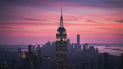 york city sunset empire state building cityscape photography