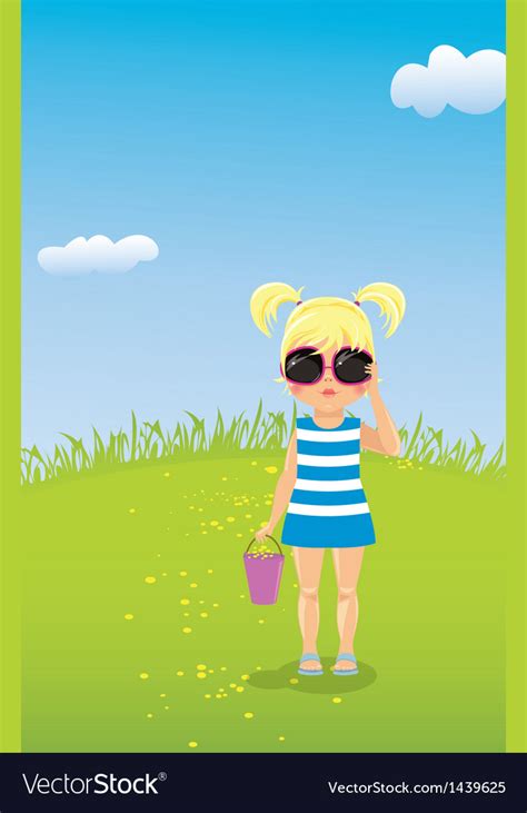 girl in sunglasses on the lawn royalty free vector image