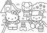 Kitty Hello Coloring Park Colouring Pages sketch template