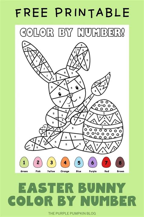 easter bunny color  number  printable  easter activities