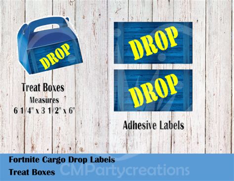 Fortnite Die Cut Drop Treat Boxes Labels Cmpartycreations