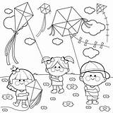 Kite Coloring Printable Pages Kids sketch template