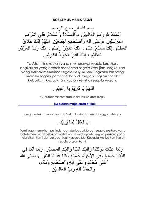 majlis rasmi doa pembuka majlis pdf