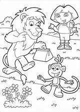 Dora Explorer Boots Coloring Monkey Lion Pages Color Print Kleurplaat Leon Hellokids sketch template