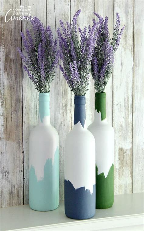 Painted Wine Bottles An Easy Upcycled Wine Bottle Craft