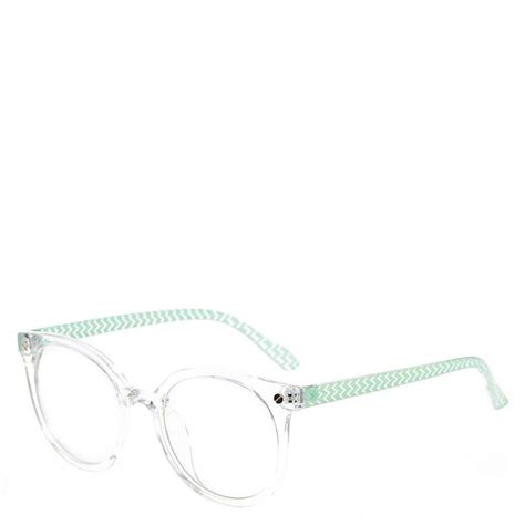 clear round mint chevron fake glasses claire s us