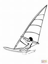 Windsurfing Coloring Pages Surf Drawing Surfing Printable Silhouettes sketch template