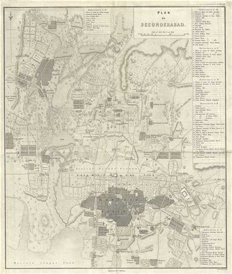 plan  secunderabad geographicus rare antique maps