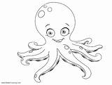 Octopus Coloring Under Sea Pages Line Printable Kids sketch template