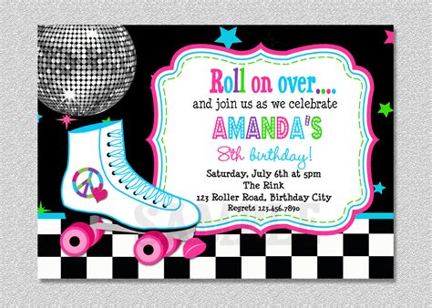 printable roller skating birthday party invitations dolanpedia