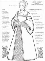 Anne Henry Viii Coloring Boleyn Wives Colouring Pages Book Tudor Sleeves Century Books Pattern Portrait Historical Fashion Paper Dolls Rainbowresource sketch template