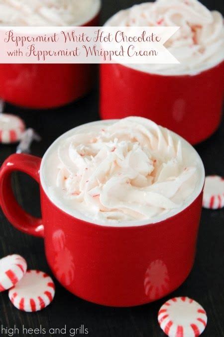 peppermint white hot chocolate with peppermint whipped cream blogger recipes we love