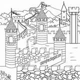 Coloring Medieval Castle Pages Drawing Kids Color Printable Times Teenagers Architecture Dark Camelot King Arthur Simple Print Ages Village Drawings sketch template