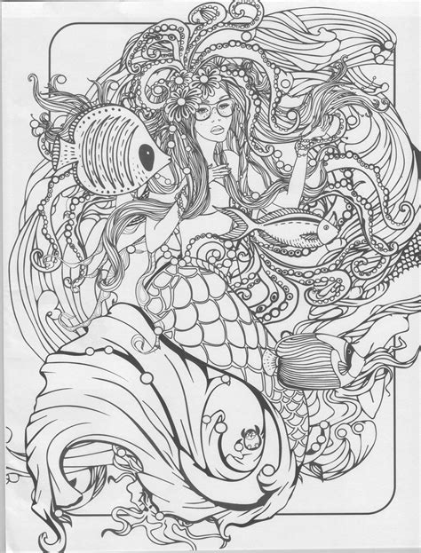 ideas  realistic mermaid coloring pages  adults home