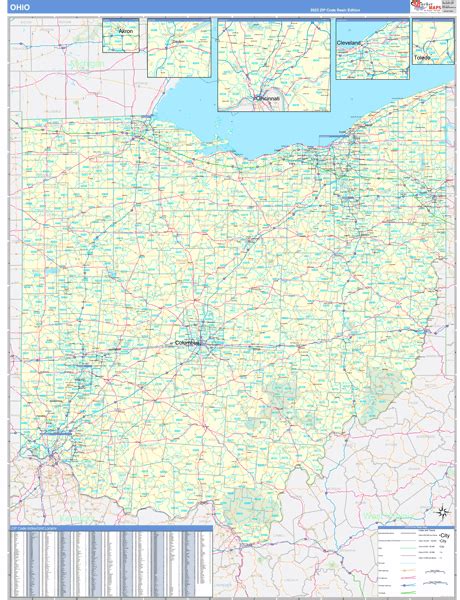 Ohio Zip Code Wall Map Basic Style By Marketmaps Mapsales