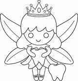 Fairy Tooth Coloring Pages Cute Clip Colouring Printable Colorable Books Print Line Sheets Fairies Cartoon Kids Book Sweetclipart Template Popular sketch template