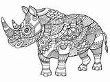 Colorier Rinoceronte Rhino Rhinoceros Adultes Vecteur Livre Adulti Vettore Papiers Peints Rhinocéros Serpent Myloview sketch template