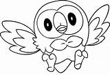 Rowlet Coloring Pages Flying Printable Pokemon Categories sketch template