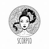 Scorpio Horoscope Scorpion Signe 30seconds Printables Adulte Zodiaque Symbole Astrology Erwachsene Schönes Vektorillustration Vecteur Illustratio Illustrationen sketch template