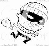 Burglar Cartoon Running Clipart Robber Carrying Looking Sack Cash Back Coloring Drawing Outlined Thoman Cory Vector Clip Clipartmag sketch template