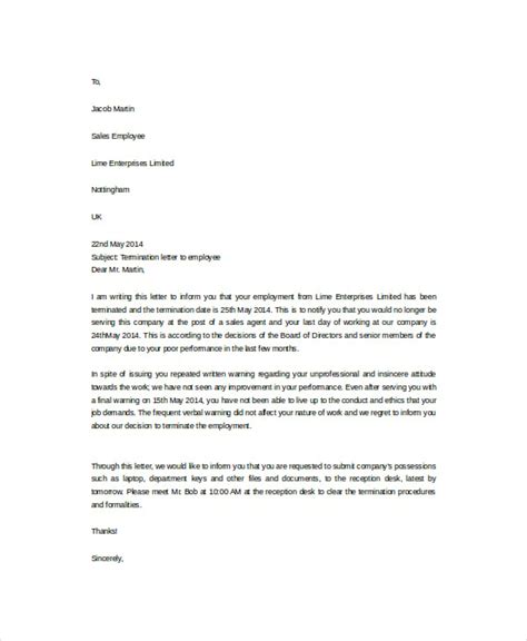 termination letter template  sample  format