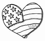 Heart Coloring Pages Digital Stamp Stamps Usa Flag Color American Digi Patriotic July 4th Sheets Hearts Printable Shape Drawing Kids sketch template