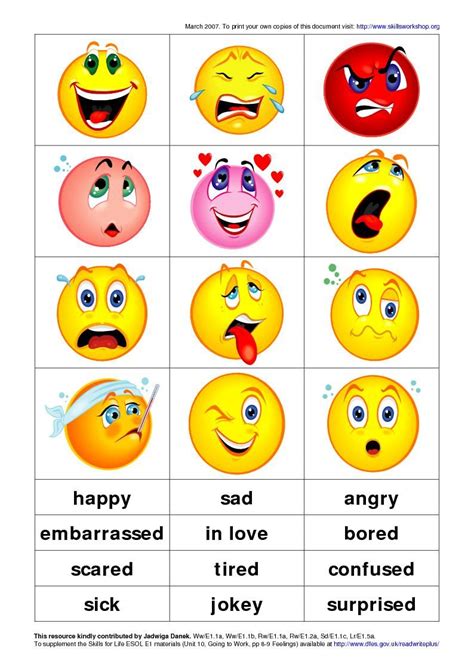 emoji feelings chart free printable printable templates