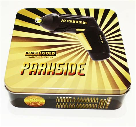 parkside 4 v akkuschrauber black gold pas 4 b4 ixo in geschenkbox