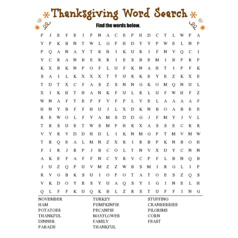 thanksgiving word search  printable prntbl