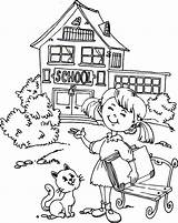 Coloring School Pages Back Little House Days Printable Go Girl 100 Schools Colouring Happy Learn Going Drawing Print Want Size sketch template