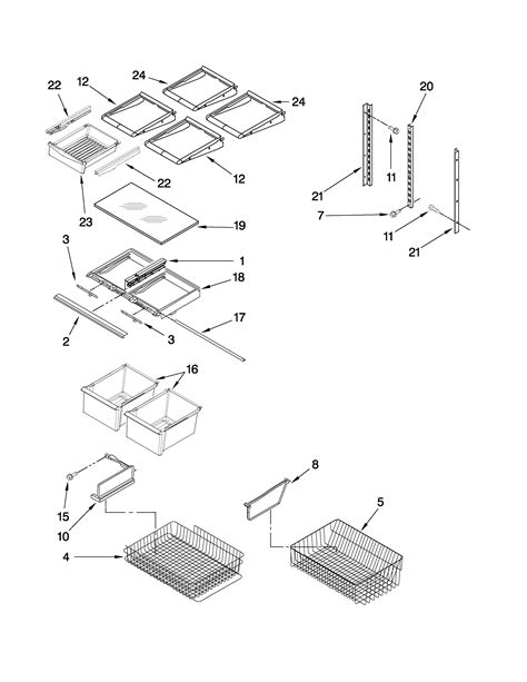 shelf parts diagram parts list  model  kenmore parts refrigerator parts