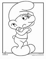 Smurf Coloring Pages Grouchy Smurfs Cartoon Disney Grumpy sketch template