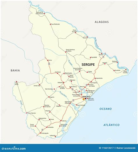 road vector map   brazilian state sergipe stock vector
