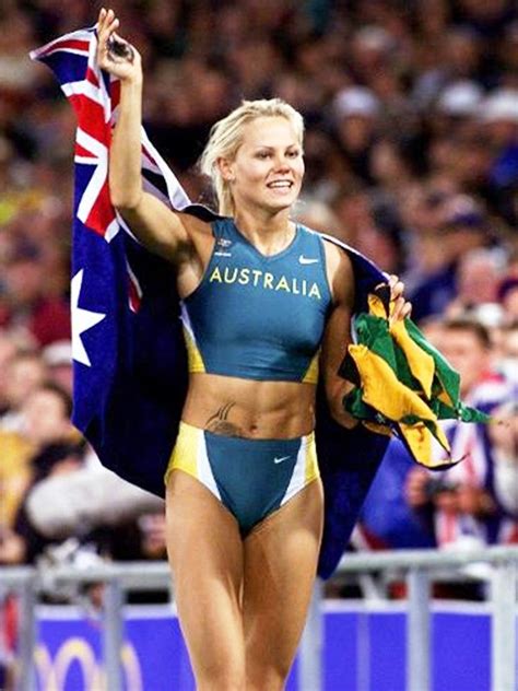 australian athlete tatiana grigorieva celebrates after she won second