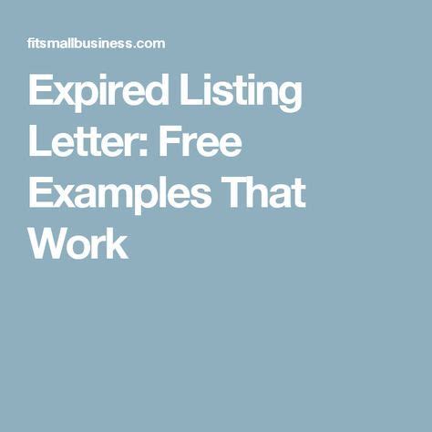 expired listing letter  examples  work expired listing