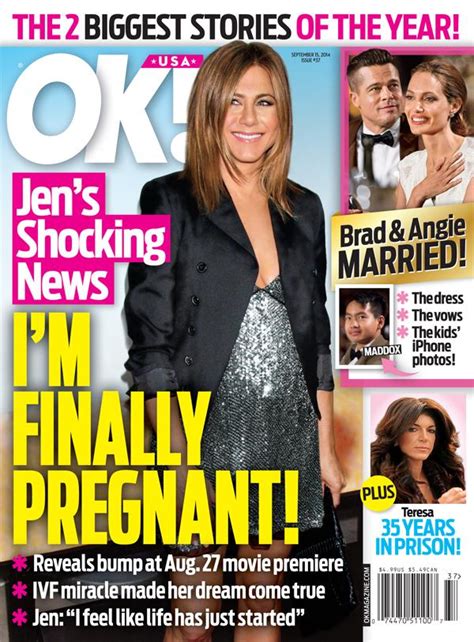 inside this week s ok magazine jennifer aniston—finally pregnant