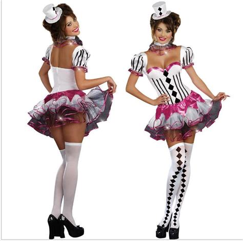adult women mardi gras jester costume party wear circus clown costumes black white lattice