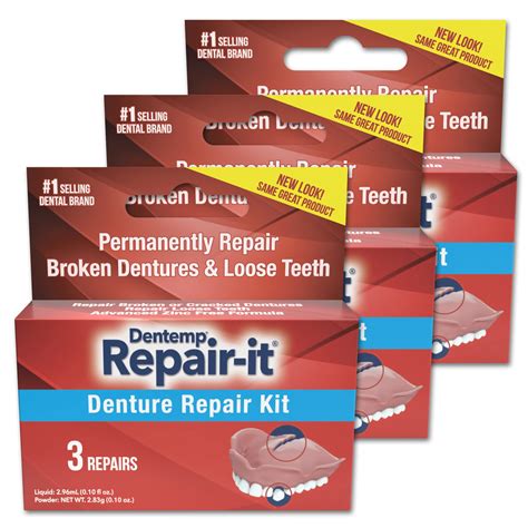 Buy Dentemp Emergency Denture Repair Kit 3 Repairs Pack Of 3
