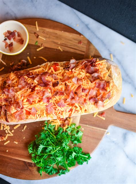 buffalo chicken dip stuffed inside french bread lace and