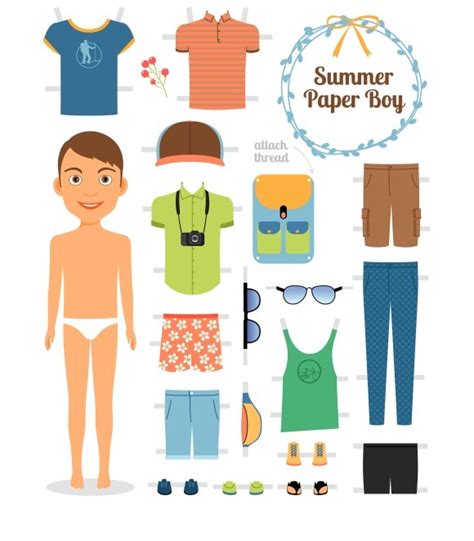 paper doll boy  summer clothes custom designed illustrations